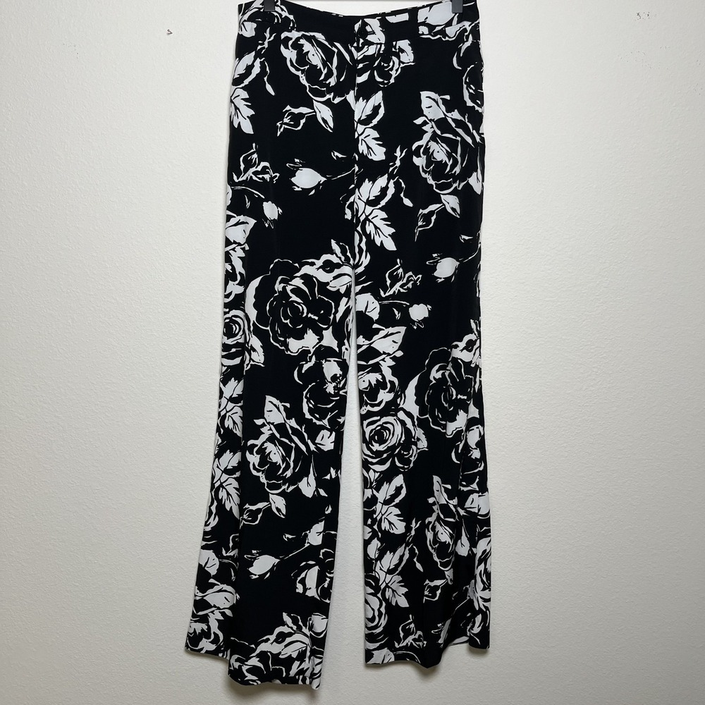 Lauren Ralph Lauren Women Pants 4 Wide‎ Leg Palazzo Floral Artsy Trouser Black